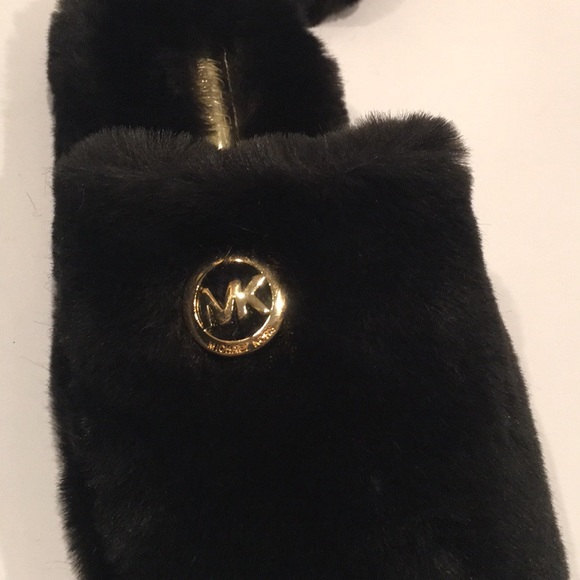 Michael Kors Black Faux Fur Slippers - Picture 6 of 6